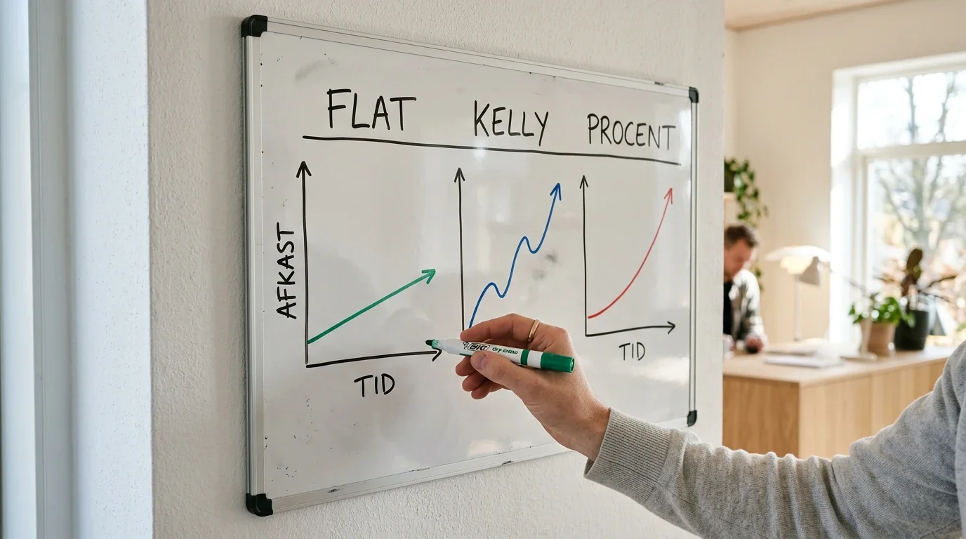 Sammenligning af betting-strategier med flat staking og Kelly Criterion